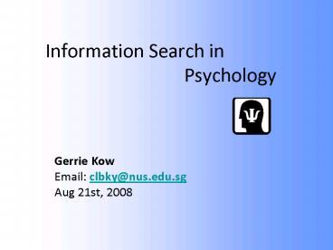 Information Search in Psychology