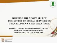 BRIEFING THE NCOP