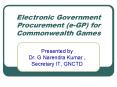 Electronic Government Procurement eGP for Commonwealth Games