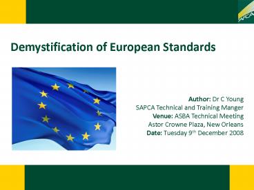 Demystification of European Standards