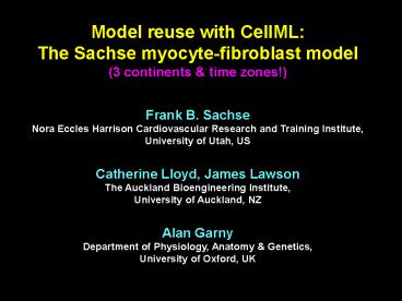 Model reuse with CellML: The Sachse myocytefibroblast model