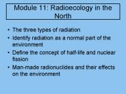 Module 11: Radioecology in the North