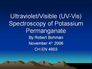 Ultraviolet/Visible (UV-Vis) Spectroscopy of Potassium Permanganate