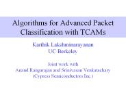 Algorithms for Advanced Packet Classification with TCAMs