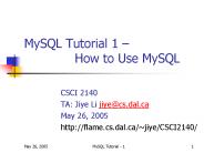MySQL Tutorial 1 