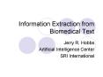 Information Extraction from Biomedical Text PowerPoint PPT Presentation