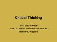 Critical Thinking PowerPoint PPT Presentation