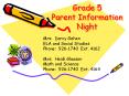 Grade 5 Parent Information Night PowerPoint PPT Presentation