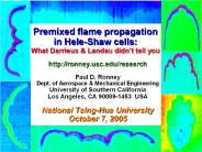 Premixed flame propagation in Hele-Shaw cells:  What Darrieus