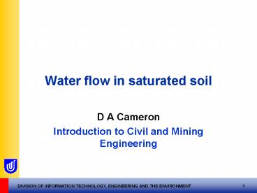 Water flow in saturated soil