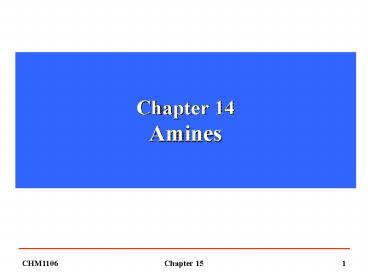 Chapter 14 Amines