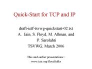 Quick-Start for TCP and IP