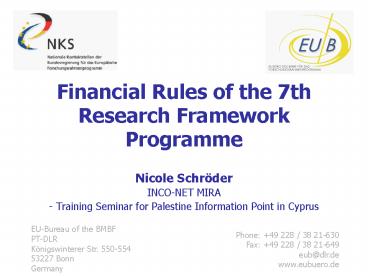 Financial Rules of the 7th Research Framework Programme
