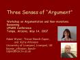 Three Senses of Argument Workshop on Argumentation and Nonmonotonic Reasoning LPNMR Conference Tempe PowerPoint PPT Presentation