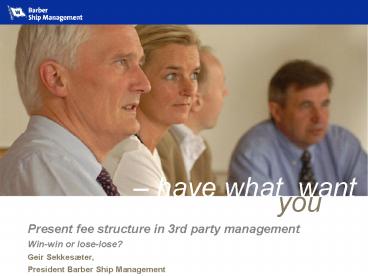 Present fee structure in 3rd party management