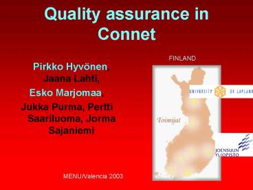 Quality assurance in Connet