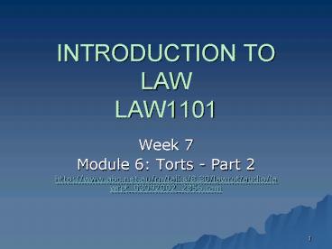 INTRODUCTION TO LAW LAW1101