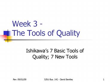Week 3 The Tools of Quality