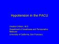 Hypotension in the PACU PowerPoint PPT Presentation