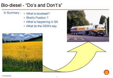 Biodiesel Dos and Donts