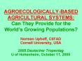 AGROECOLOGICALLY-BASED AGRICULTURAL SYSTEMS:  Can They Provide for the World PowerPoint PPT Presentation