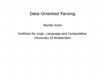 DataOriented Parsing