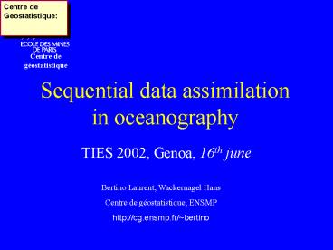 Sequential data assimilation in oceanography