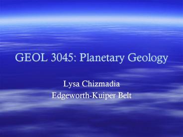 GEOL 3045: Planetary Geology