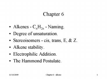 Alkenes CnH2n Naming'