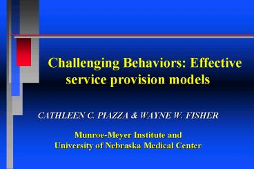 Challenging Behaviors: Effective service provision models