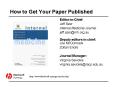 How to Get Your Paper Published PowerPoint PPT Presentation