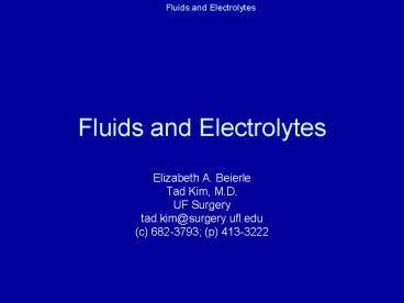 Fluids and Electrolytes