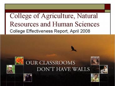 College of Agriculture, Natural Resources and Human Sciences
