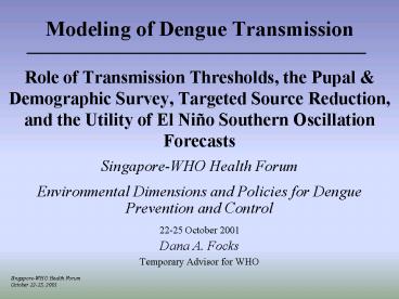 SingaporeWHO Health Forum
