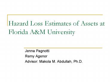 Hazard Loss Estimates of Assets at Florida A