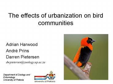 The effects of urbanization on bird communities