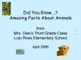 Did You Know' Amazing Facts About Animals from Mrs' Dees Third Grade Class Lulu Ross Elementary Scho PowerPoint PPT Presentation