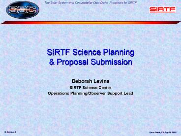 SIRTF Science Planning