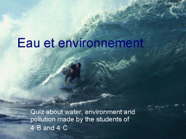 Eau et environnement