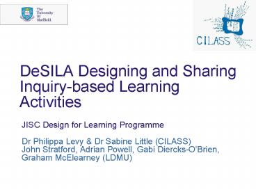 DeSILA Designing and Sharing Inquirybased Learning Activities