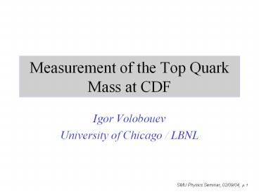 Measurement of the Top Quark Mass at CDF