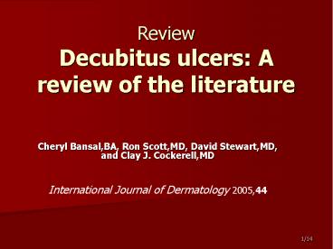 Review Decubitus ulcers: A review of the literature