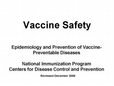 Vaccine Safety