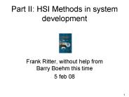 Part II: HSI Methods in system development