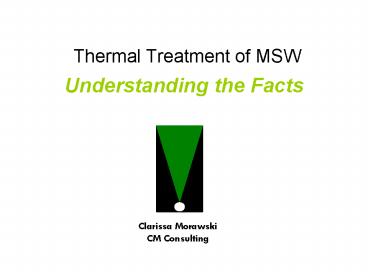 Thermal Treatment of MSW