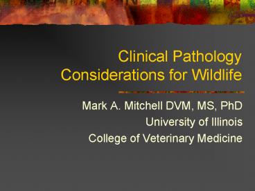 Clinical Pathology Considerations for Wildlife