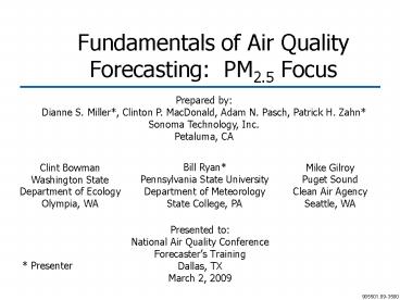 Fundamentals of Air Quality Forecasting: PM2.5 Focus