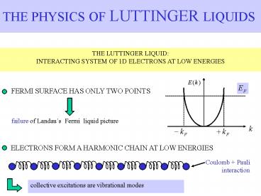 THE PHYSICS OF LUTTINGER LIQUIDS