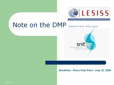Note on the DMP National French PHR project