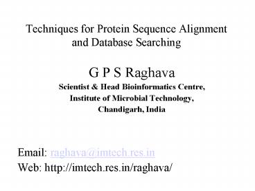 Techniques for Protein Sequence Alignment and Database Searching